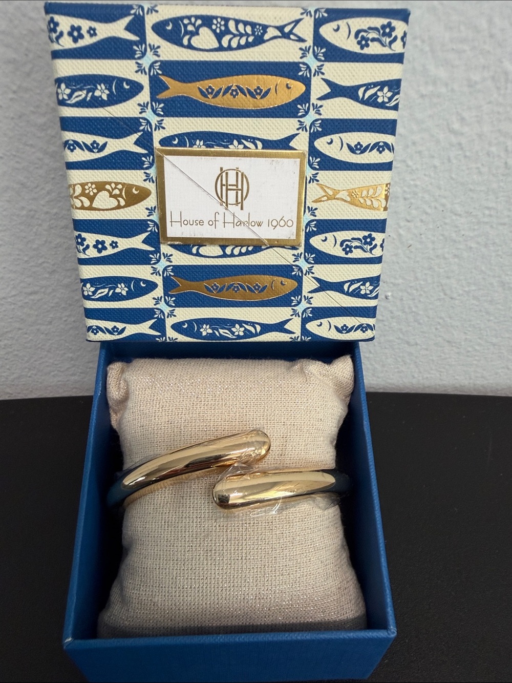House of Harlow 1960 | Gold-Tone Puff Hinged Cuff Classic Bangle Bracelet